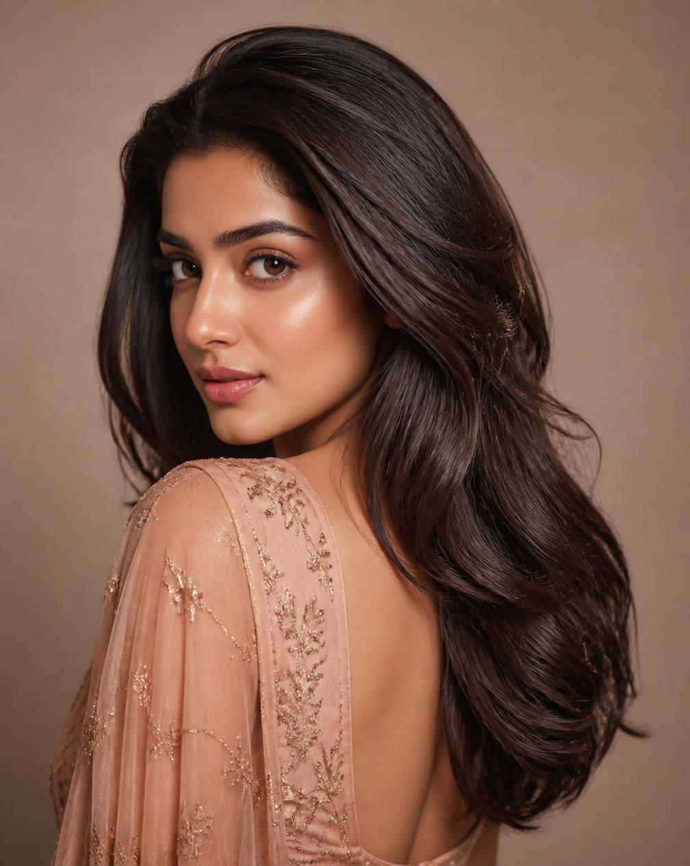 Indian woman with a glossy blow dry hairstyle at Image salon, Kolhapur