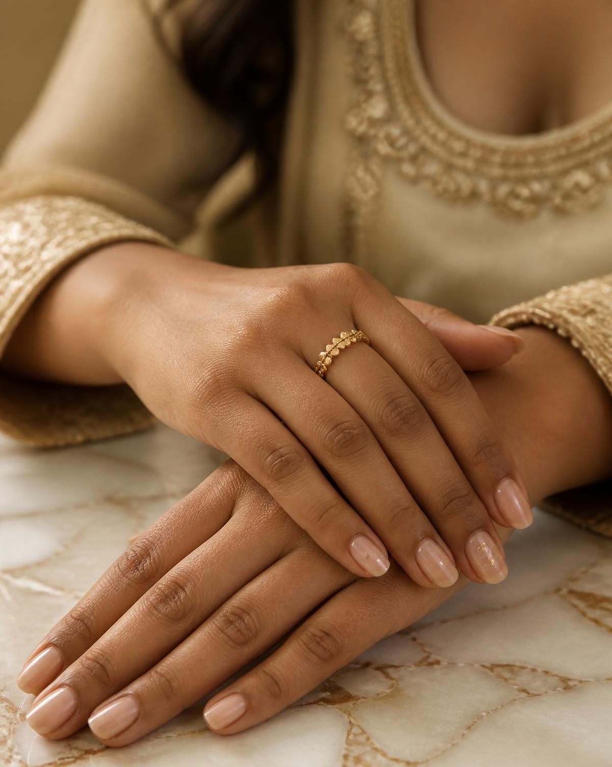 Close-up of elegant manicured nails of an Indian woman